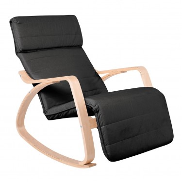 HAMILTON Super Relax Πολυθρόνα Σαλονιού - Καθιστικού, Σημύδα, Ύφασμα Μαύρο  67x105x90cm [-Μαύρο-, -Φυσικό-] [-Ξύλο-, -Ύφασμα-] Ε7157,2