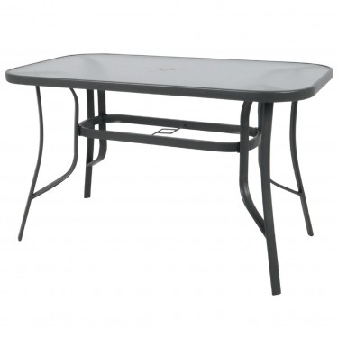 RIO Τραπέζι Κήπου - Βεράντας, Μέταλλο Βαφή Ανθρακί, Γυαλί  160x90x71cm [-Ανθρακί-] [-Γυαλί-, -Μέταλλο-] Ε2504