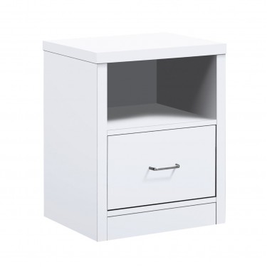 CALIBER Κομοδίνο με 1 Συρτάρι   1 Ράφι, Απόχρωση Άσπρο  47x39x60cm [-Άσπρο-] [-MDF - Κόντρα Πλακέ - Καπλαμάς - Νοβοπάν-] Ε7387,1