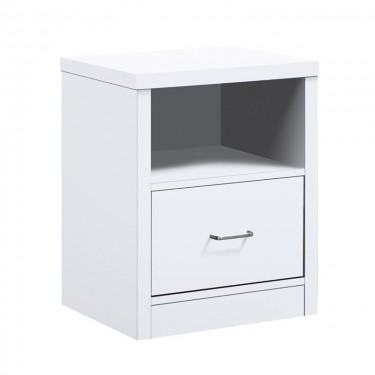 CALIBER Κομοδίνο με 1 Συρτάρι   1 Ράφι, Απόχρωση Άσπρο  47x39x60cm [-Άσπρο-] [-MDF - Κόντρα Πλακέ - Καπλαμάς - Νοβοπάν-] Ε7387,1