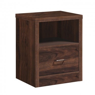 CALIBER Κομοδίνο με 1 Συρτάρι   1 Ράφι, Απόχρωση Καρυδί  47x39x60cm [-Καρυδί-] [-MDF - Κόντρα Πλακέ - Καπλαμάς - Νοβοπάν-] Ε7387,2