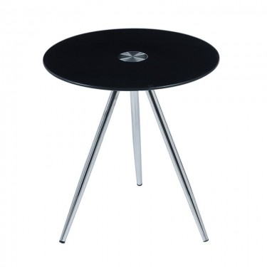 MABEL Τραπεζάκι Βοηθητικό Μέταλλο Χρώμιο - Γυαλί Μαύρο Tempered 8mm  Φ50 H.51cm [-Μαύρο-, -Χρώμιο - Inox-] [-Γυαλί-, -Μέταλλο-] ΕΜ938,Β