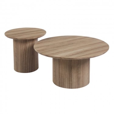 DIAZ Set-2 Τραπεζάκια Σαλονιού-Καθιστικού, ΜDF Απόχρωση Sonoma  Φ.50 H.45cm   Φ.80 H.40cm [-Φυσικό-] [-MDF - Κόντρα Πλακέ - Καπλαμάς - Νοβοπάν-] Ε7694,S2