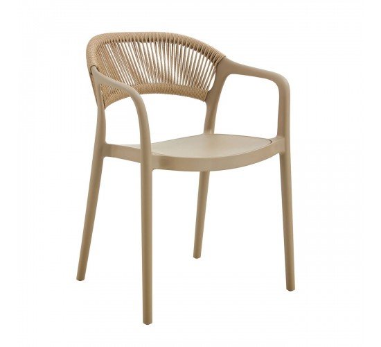 DONNA Πολυθρόνα Στοιβαζόμενη, PP-UV Tortora, Rope Wicker Φυσικό  56x54x81cm [-Μπεζ-Tortora-Sand-Cappuccino-] [-PP - PC - ABS-] Ε3150,3