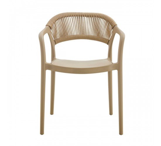 DONNA Πολυθρόνα Στοιβαζόμενη, PP-UV Tortora, Rope Wicker Φυσικό  56x54x81cm [-Μπεζ-Tortora-Sand-Cappuccino-] [-PP - PC - ABS-] Ε3150,3