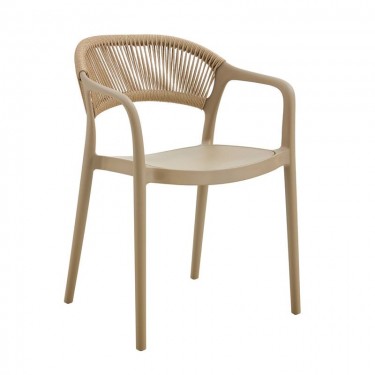 DONNA Πολυθρόνα-Pro Στοιβαζόμενη, PP-UV Tortora, Rope Wicker Φυσικό  57x55x79cm [-Μπεζ-Tortora-Sand-Cappuccino-] [-PP - PC - ABS-] Ε3150,3