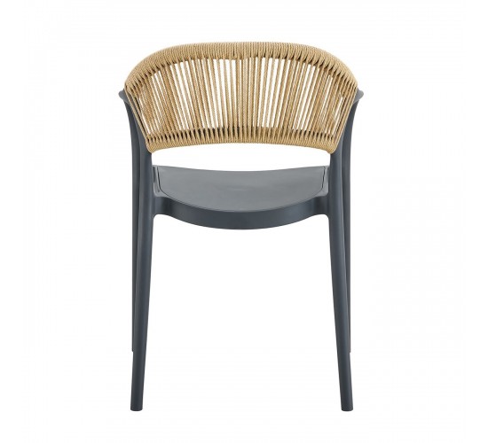 DONNA Πολυθρόνα Στοιβαζόμενη, PP-UV Ανθρακί, Rope Wicker Φυσικό  57x55x79cm [-Ανθρακί-, -Φυσικό-] [-PP - PC - ABS-] Ε3150,4