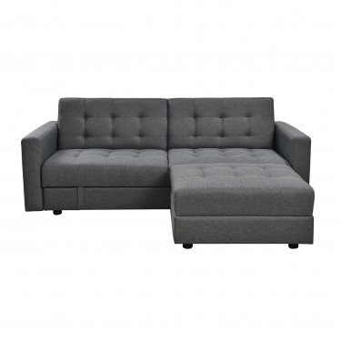 JACKSON Καναπές - Κρεβάτι και Σκαμπό με Χώρους Αποθήκευσης, Ύφασμα Σκούρο Γκρι  193x141x81 H.77 Bed:101x166x40 [-Ανθρακί-] [-Ύφασμα-] Ε9579,5