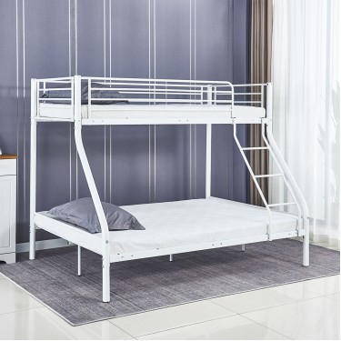 DOUBLE Κρεβάτι Κουκέτα Μέταλλο Βαφή Άσπρο ( για Στρώματα 140x190cm & 90x190cm)  145x200x160cm [-Άσπρο-] [-Μέταλλο-] Ε8045,2