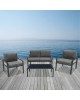 RIVIAN Set Σαλόνι Κήπου 4τεμ, Μέταλλο Βαφή Ανθρακί, Μαξιλάρια Γκρι  90x50x35/120x79x73/65x79x73 cm [-Ανθρακί-] [-Μέταλλο-, -Ύφασμα-] Ε6846