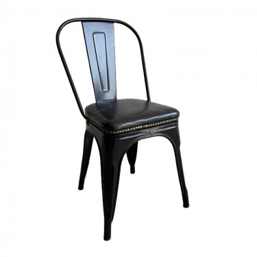 RELIX Καρέκλα Στοιβαζόμενη, Μέταλλο Βαφή Μαύρo, Κάθισμα Pu Μαύρο  45x53x85cm [-Μαύρο-] [-PU - PVC-, -Μέταλλο-] Ε5191P,15W