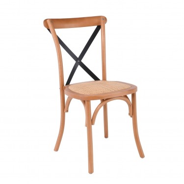 DESTINY Καρέκλα Metal Cross Τραπεζαρίας Οξιά Φυσικό, Κάθισμα Ψάθα, Στοιβαζόμενη  48x52x89cm [-Φυσικό-] [-Ξύλο-] Ε7020,C