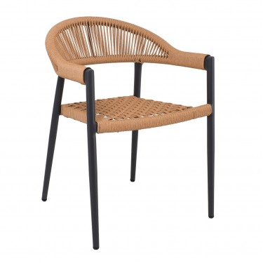 MADISON Πολυθρόνα Βεράντας- Κήπου, ALU Ανθρακί, Rope Wicker Φυσικό, Στοιβαζόμενη  58x56x78cm [-Ανθρακί-, -Φυσικό-] [-Wicker-, -Αλουμίνιο-] Ε6724,1