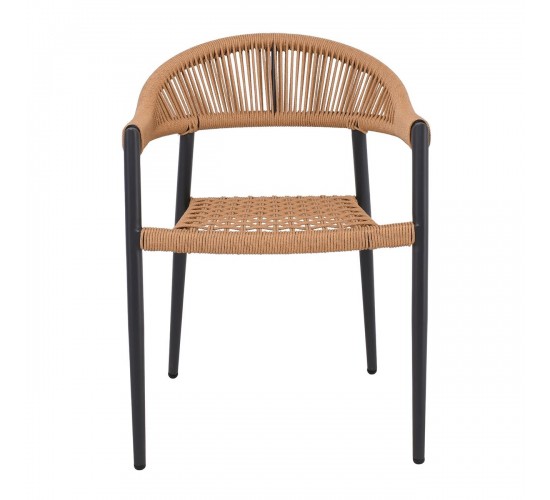 MADISON Πολυθρόνα Βεράντας- Κήπου, ALU Ανθρακί, Rope Wicker Φυσικό, Στοιβαζόμενη  58x56x78cm [-Ανθρακί-, -Φυσικό-] [-Wicker-, -Αλουμίνιο-] Ε6724,1