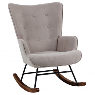 ALMA Rocking Πολυθρόνα Μπερζέρα Καθιστικού, Ύφασμα Velure Καφέ, Βάση Μαύρο-Καρυδί  67x86x92cm [-Μπεζ-Tortora-Sand-Cappuccino-] [-Ύφασμα-] Ε7143,2Κ