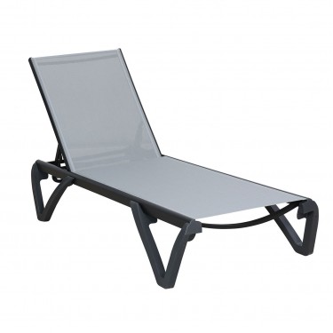 CAPRI K/D Ξαπλώστρα Αλουμίνιο Μαύρο, PP-UV Μαύρο - Textilene Γκρι  68/58x190x30cm [-Γκρι-, -Μαύρο-] [-Textilene-, -Αλουμίνιο-] Ε3383,1