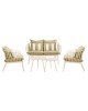 ASTRID Set Σαλόνι Κήπου 5τεμ, PP & Μέταλλο Cream, Μαξιλάρια Sandy Green  2 Πολυθρ 1 Καναπ 2 Τραπεζάκια [-Άσπρο-, -Πράσινο-] [-PP - PC - ABS-, -Μέταλλο-] Ε322,S