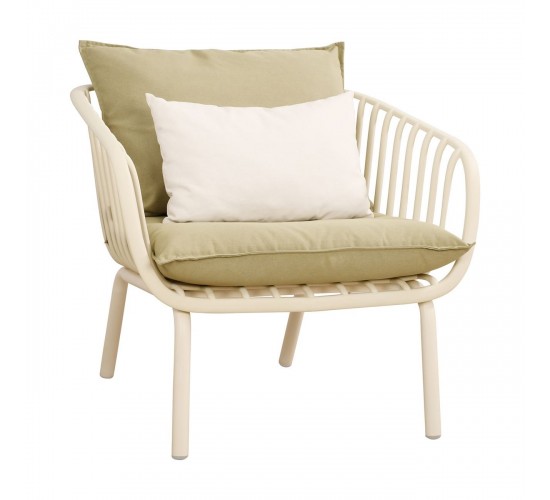 ASTRID Set Σαλόνι Κήπου 5τεμ, PP & Μέταλλο Cream, Μαξιλάρια Sandy Green  2 Πολυθρ 1 Καναπ 2 Τραπεζάκια [-Άσπρο-, -Πράσινο-] [-PP - PC - ABS-, -Μέταλλο-] Ε322,S