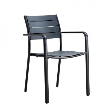 SAGA Πολυθρόνα Στοιβαζόμενη, Μέταλλο Βαφή Μαύρο, PP-UV Ανθρακί  56x57x84cm [-Ανθρακί-, -Μαύρο-] [-PP - PC - ABS-, -Μέταλλο-] Ε6710,2