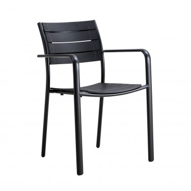SAGA Πολυθρόνα Στοιβαζόμενη, Μέταλλο Βαφή Μαύρο, PP-UV Μαύρο  56x57x84cm [-Μαύρο-] [-PP - PC - ABS-, -Μέταλλο-] Ε6710,3