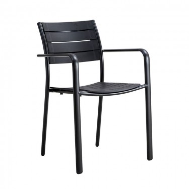 SAGA Πολυθρόνα Στοιβαζόμενη, Μέταλλο Βαφή Μαύρο, PP-UV Μαύρο  56x57x84cm [-Μαύρο-] [-PP - PC - ABS-, -Μέταλλο-] Ε6710,3