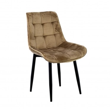 MYRIAM-R Καρέκλα Τραπεζαρίας, Μέταλλο Βαφή Μαύρο, Ύφασμα Velure Cappuccino ( Συσκ.4 )  53x60x85cm [-Μαύρο-, -Μπεζ-Tortora-Sand-Cappuccino-] [-Μέταλλο-, -Ύφασμα-] ΕΜ7913,7R
