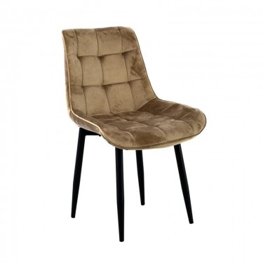 MYRIAM-R Καρέκλα Τραπεζαρίας, Μέταλλο Βαφή Μαύρο, Ύφασμα Velure Cappuccino ( Συσκ.4 )  53x60x85cm [-Μαύρο-, -Μπεζ-Tortora-Sand-Cappuccino-] [-Μέταλλο-, -Ύφασμα-] ΕΜ7913,7R