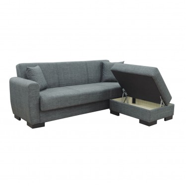 JACKSON-Max Καναπές - Κρεβάτι & Σκαμπό με Χώρους Αποθήκευσης Ύφασμα Σκούρο Γκρι  210x163x61 H.81 Bed:105x180x44 [-Ανθρακί-] [-Ύφασμα-] Ε9578,1Μ