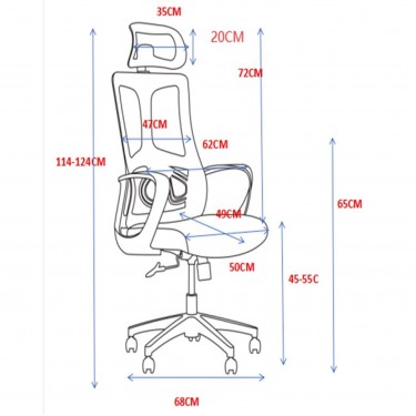 BF8600 Πολυθρόνα Γραφείου Διευθυντή, Mesh Γκρι, Ύφασμα Μαύρο  68x68x124/134cm [-Γκρι-, -Μαύρο-] [-Ύφασμα Mesh-, -Ύφασμα-] ΕΟ619,2