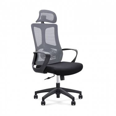 BF8600 Πολυθρόνα Γραφείου Διευθυντή, Mesh Γκρι, Ύφασμα Μαύρο  68x68x124/134cm [-Γκρι-, -Μαύρο-] [-Ύφασμα Mesh-, -Ύφασμα-] ΕΟ619,2