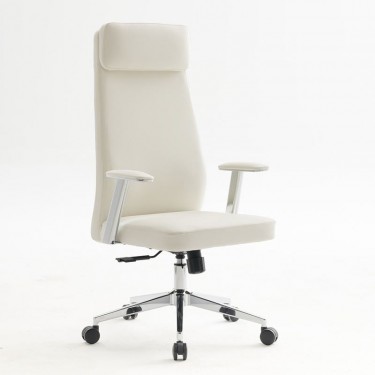 BF8800 Πολυθρόνα Γραφείου Διευθυντή, Pu Άσπρο, Βάση & Μπράτσα Χρώμιο  68x68x120/128cm [-Άσπρο-] [-PU - PVC-] ΕΟ612,2