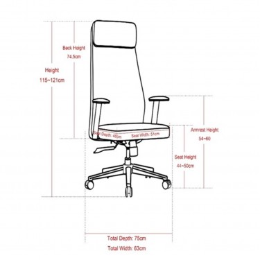 BF8800 Πολυθρόνα Γραφείου Διευθυντή, Pu Άσπρο, Βάση & Μπράτσα Χρώμιο  68x68x120/128cm [-Άσπρο-] [-PU - PVC-] ΕΟ612,2