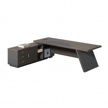 MASTER Γραφείο Αριστερή Γωνία, Απόχρωση Grey Walnut  180x90x75/180x50x62cm [-Ανθρακί-, -Καρυδί-] [-Melamine-] ΕΟ925,L