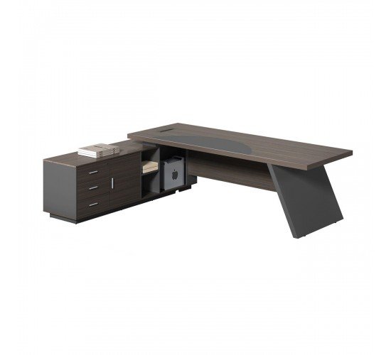 MASTER Γραφείο Αριστερή Γωνία, Απόχρωση Grey Walnut  160x80x75/160x40x62 cm [-Ανθρακί-, -Καρυδί-] [-Melamine-] ΕΟ925,L