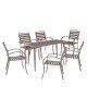 SERRANO Set Κήπου: Τραπέζι   6 Πολυθρόνες, Μέταλλο Βαφή Sand Beige, Polywood Καρυδί  Table:150x80x75 Chair:56x64x88 [-Καρυδί/Μπεζ-] [-Μέταλλο/PP - ABS - Polywood-] Ε6893,S