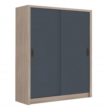 VANITY Ντουλάπα Δίφυλλη - Συρόμενη, Αποχρώσεων Sonoma Oak & Grey  160x60x200cm [-Ανθρακί-, -Καρυδί-] [-MDF - Κόντρα Πλακέ - Καπλαμάς - Νοβοπάν-] Ε7355,1