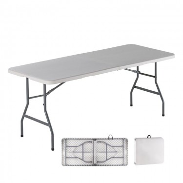 BLOW-W Τραπέζι  Συνεδρίου - Catering Πτυσσόμενο (Βαλίτσα), Μέταλλο Γκρι, HDPE Άσπρο 35mm  180x70x74cm [-Άσπρο-, -Γκρι-] [-PP - PC - ABS-, -Μέταλλο-] ΕΟ179,1W