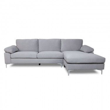 ALEX Καναπές Σαλονιού Καθιστικού Αριστερή Γωνία, Ύφασμα Γκρι Velure  264x132x75cm H.80cm [-Γκρι-] [-Ύφασμα-] Ε966,20