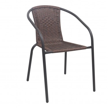 BALENO-W Πολυθρόνα Στοιβαζόμενη, Μέταλλο Βαφή Καφέ, Wicker Brown  52x60x72cm [-Καφέ-] [-Wicker-, -Μέταλλο-] Ε2401,0