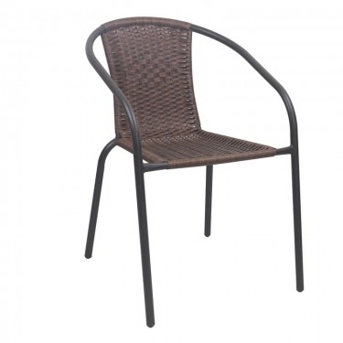BALENO-W Πολυθρόνα Στοιβαζόμενη, Μέταλλο Βαφή Καφέ, Wicker Brown  52x60x72cm [-Καφέ-] [-Wicker-, -Μέταλλο-] Ε2401,0