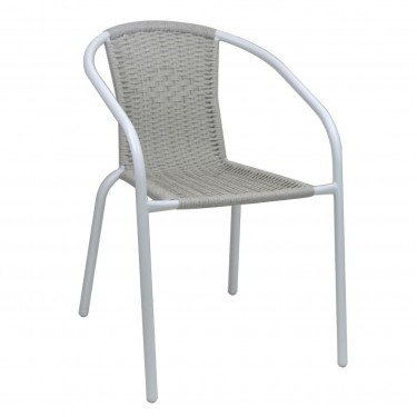 BALENO-W Πολυθρόνα Στοιβαζόμενη, Μέταλλο Βαφή Άσπρο, Wicker Beige  52x60x72cm [-Άσπρο-, -Μπεζ-Tortora-Sand-Cappuccino-] [-Wicker-, -Μέταλλο-] Ε2401,40