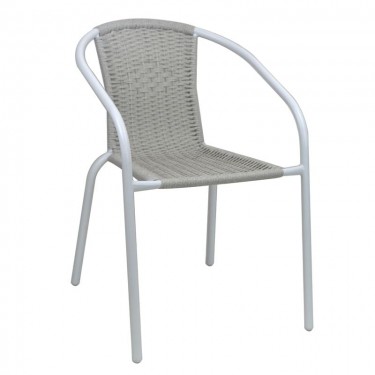 BALENO-W Πολυθρόνα Στοιβαζόμενη, Μέταλλο Βαφή Άσπρο, Wicker Beige  52x60x72cm [-Άσπρο-, -Μπεζ-Tortora-Sand-Cappuccino-] [-Wicker-, -Μέταλλο-] Ε2401,40