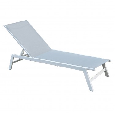 CORTE Ξαπλώστρα K/D, Μέταλλο Βαφή Άσπρο, Textilene Ανοιχτό Γκρι  60x191x31cm [-Άσπρο-, -Γκρι-] [-Textilene-, -Μέταλλο-] Ε6726,2