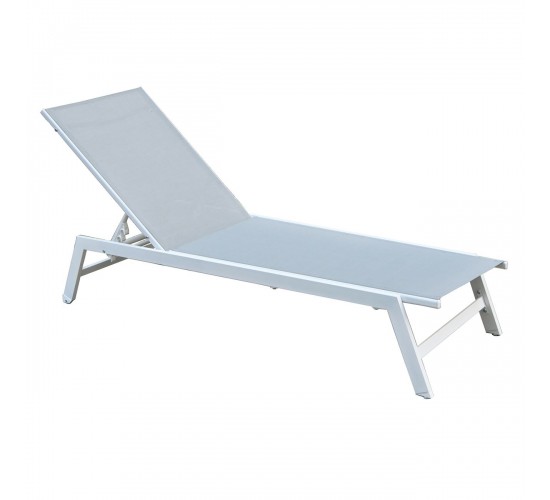 CORTE Ξαπλώστρα K/D, Μέταλλο Βαφή Άσπρο, Textilene Ανοιχτό Γκρι  60x191x31cm [-Άσπρο-, -Γκρι-] [-Textilene-, -Μέταλλο-] Ε6726,2