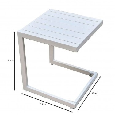 CORTE Βοηθητικό Τραπεζάκι, Μέταλλο Βαφή Άσπρο  35x35x41cm [-Άσπρο-] [-Μέταλλο-] Ε6727,2
