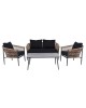 GASBA Set Σαλόνι Κήπου 4τεμ, Alu Ανθρακί, Rope Wicker Φυσικό, Μαξιλάρια Σκούρο Γκρι  2 Πολυθρ 1 Καναπ 1 Τραπεζάκι [-Ανθρακί-, -Φυσικό-] [-Wicker-, -Αλουμίνιο-] Ε6874,1