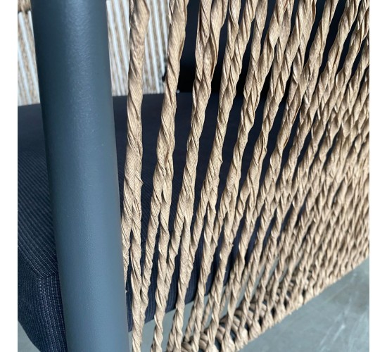 GASBA Set Σαλόνι Κήπου 4τεμ, Alu Ανθρακί, Rope Wicker Φυσικό, Μαξιλάρια Σκούρο Γκρι  2 Πολυθρ 1 Καναπ 1 Τραπεζάκι [-Ανθρακί-, -Φυσικό-] [-Wicker-, -Αλουμίνιο-] Ε6874,1