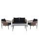GASBA Set Σαλόνι Κήπου 4τεμ, Alu Ανθρακί, Rope Wicker Φυσικό, Μαξιλάρια Σκούρο Γκρι  2 Πολυθρ 1 Καναπ 1 Τραπεζάκι [-Ανθρακί-, -Φυσικό-] [-Wicker-, -Αλουμίνιο-] Ε6874,1