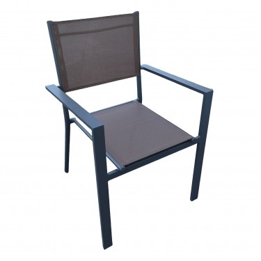 AMIRAL Πολυθρόνα Dining Στοιβαζόμενη, Aλουμίνιο Ανθρακί - Textilene Cappuccino  58x57x89cm [-Ανθρακί-, -Μπεζ-Tortora-Sand-Cappuccino-] [-Textilene-, -Αλουμίνιο-] Ε6794,4