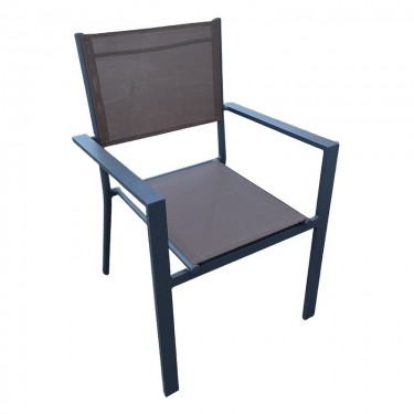 AMIRAL Πολυθρόνα Dining Στοιβαζόμενη, Aλουμίνιο Ανθρακί - Textilene Cappuccino  58x57x89cm [-Ανθρακί-, -Μπεζ-Tortora-Sand-Cappuccino-] [-Textilene-, -Αλουμίνιο-] Ε6794,4